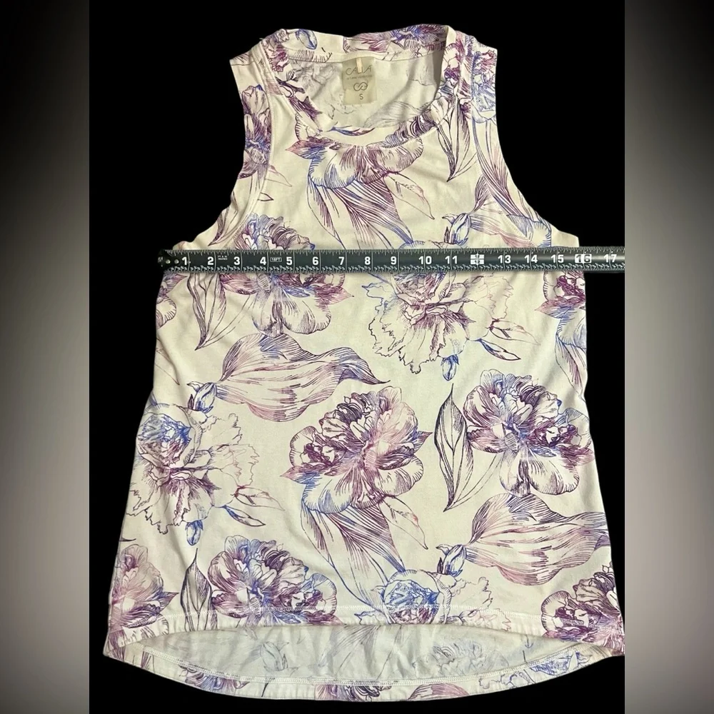Calia by Carrie Underwood Purple Floral High Neck Sleeveless Tank Top Size Small
